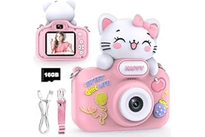 MOPPZIK Kids Camera for Girls and Boys,1080P Dual Lens Selfie Digital Camera for Kids Age 3 4 5 6 7 8, 48MP Toddler Camera for Chritmas Birthday Festival Gifts with Silicone Cover & 16GB TF Card