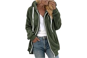 GOHRSHA Womens Sherpa Fleece Jacket Long Sleeve Zip Up Hoodie Oversized Pullover Crewneck Sweatshirt Fuzzy Fall Tops