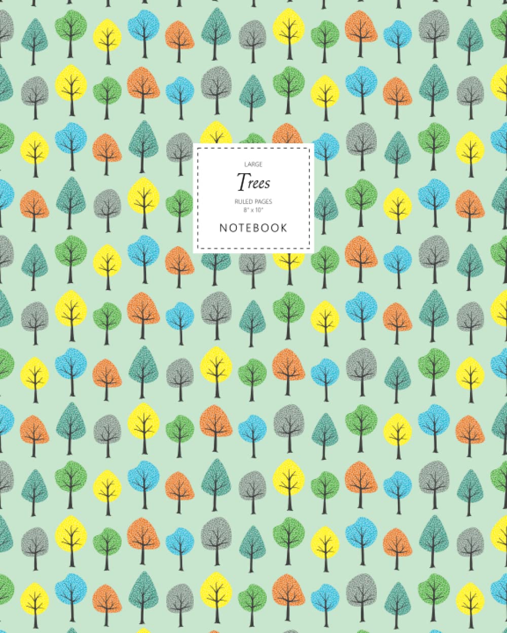 Trees Notebook - Ruled Pages - 8x10 - Large (Pale Green)