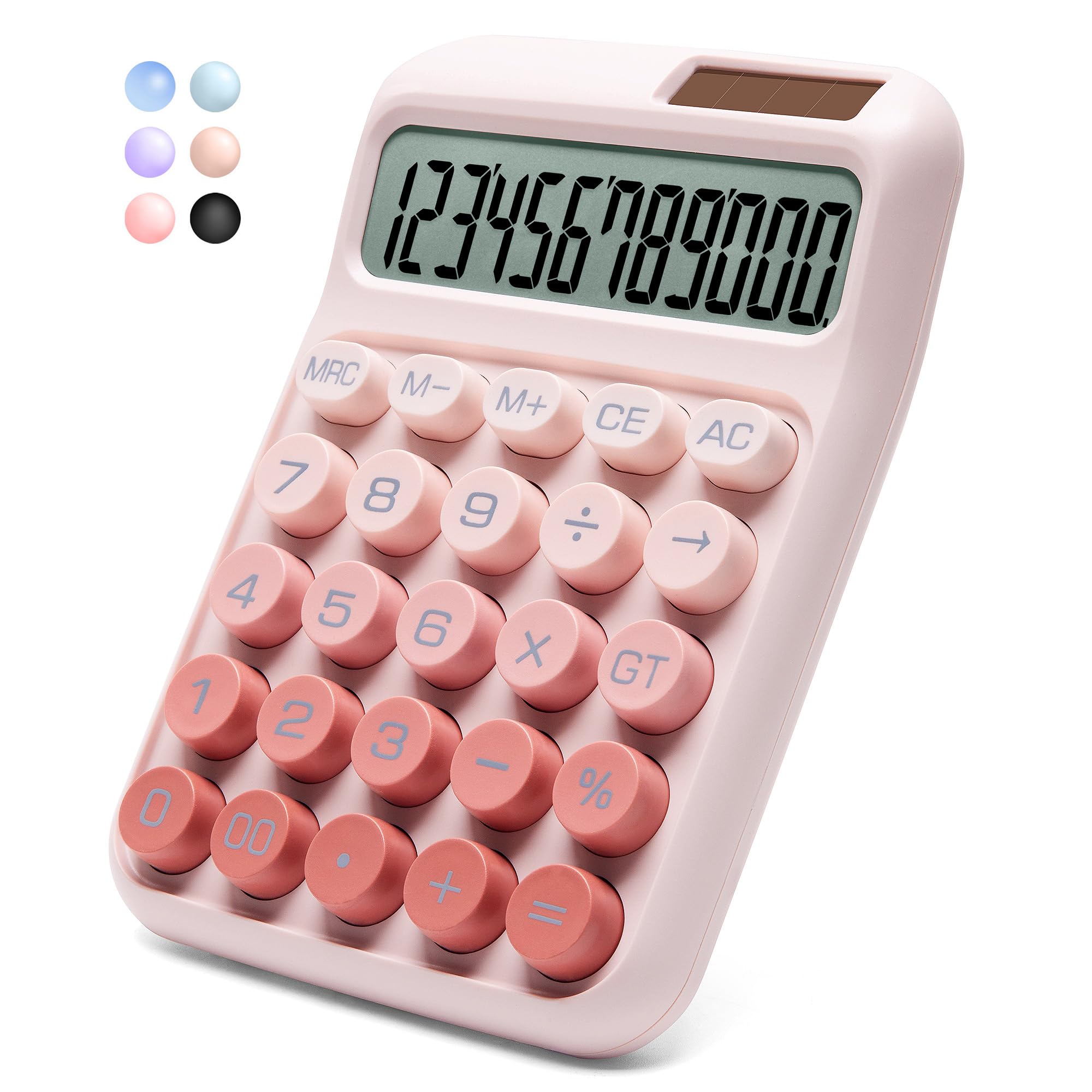 Photo 1 of NGIFERA Desk Calculator,12 Digits, Large LCD Display,Big Buttons,Solar and Battery Dual Power Desktop Calculators,Cute and Aesthetic (Ombre Pink, M)