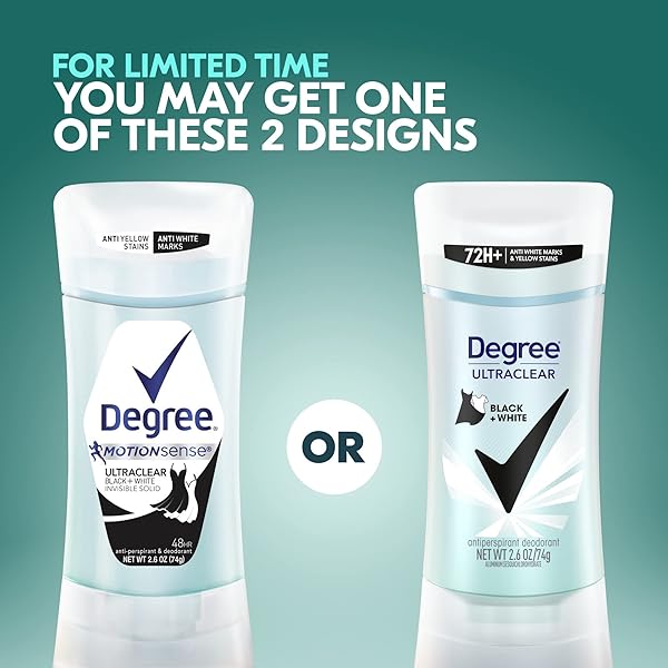DEGREE MOTIONSENSE ULTRACLEAR BLACK+WHITE ANTIPERSPIRANT DEODORANT STICK, 2.6 OZ (PACK OF 12)