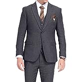 Mrbuerly 3 Piece Herringbone Tweed Suit Men's Wool Tuxedos Retro Set Prom Winter Jacket Blazer Vest Pants