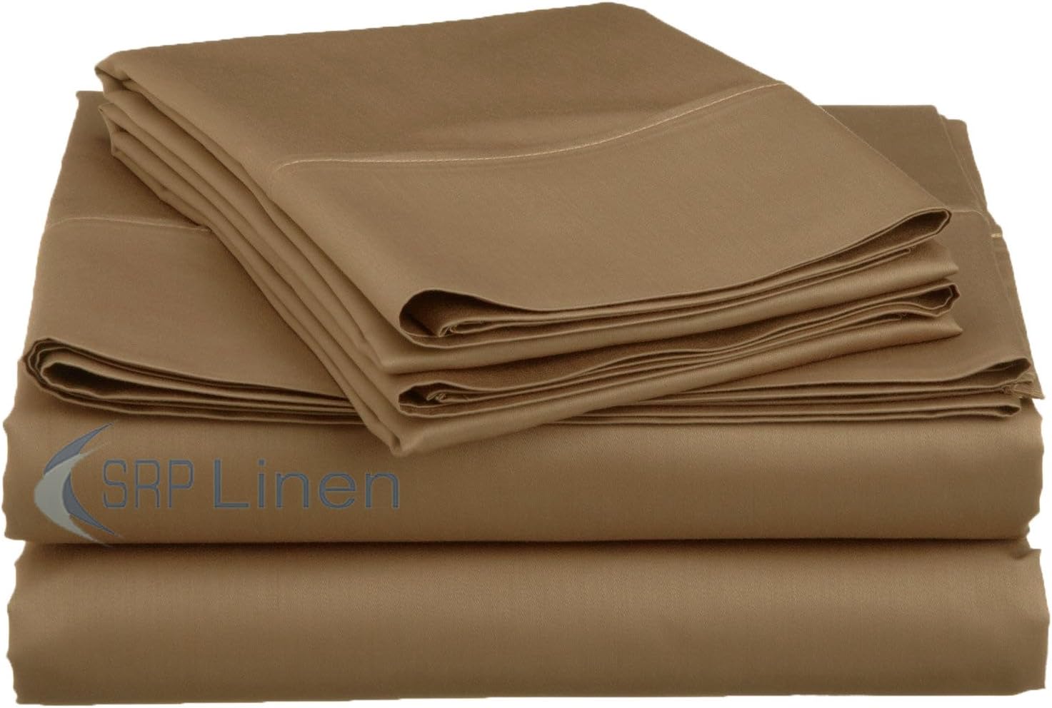Solid Taupe 600 Thread Count Egyptian Cotton Bed Sheet Set with 25 Inches Extra Deep Pocket Solid (Expanded Queen/Olympic Queen Size)