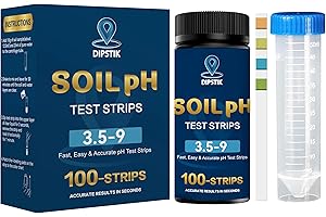 Soil Test Kit for pH 3.5–9 with Tube, 100 Soil pH Test Strips for Accurate Testing pH Level of Garden Lawn Flower Grass Veget