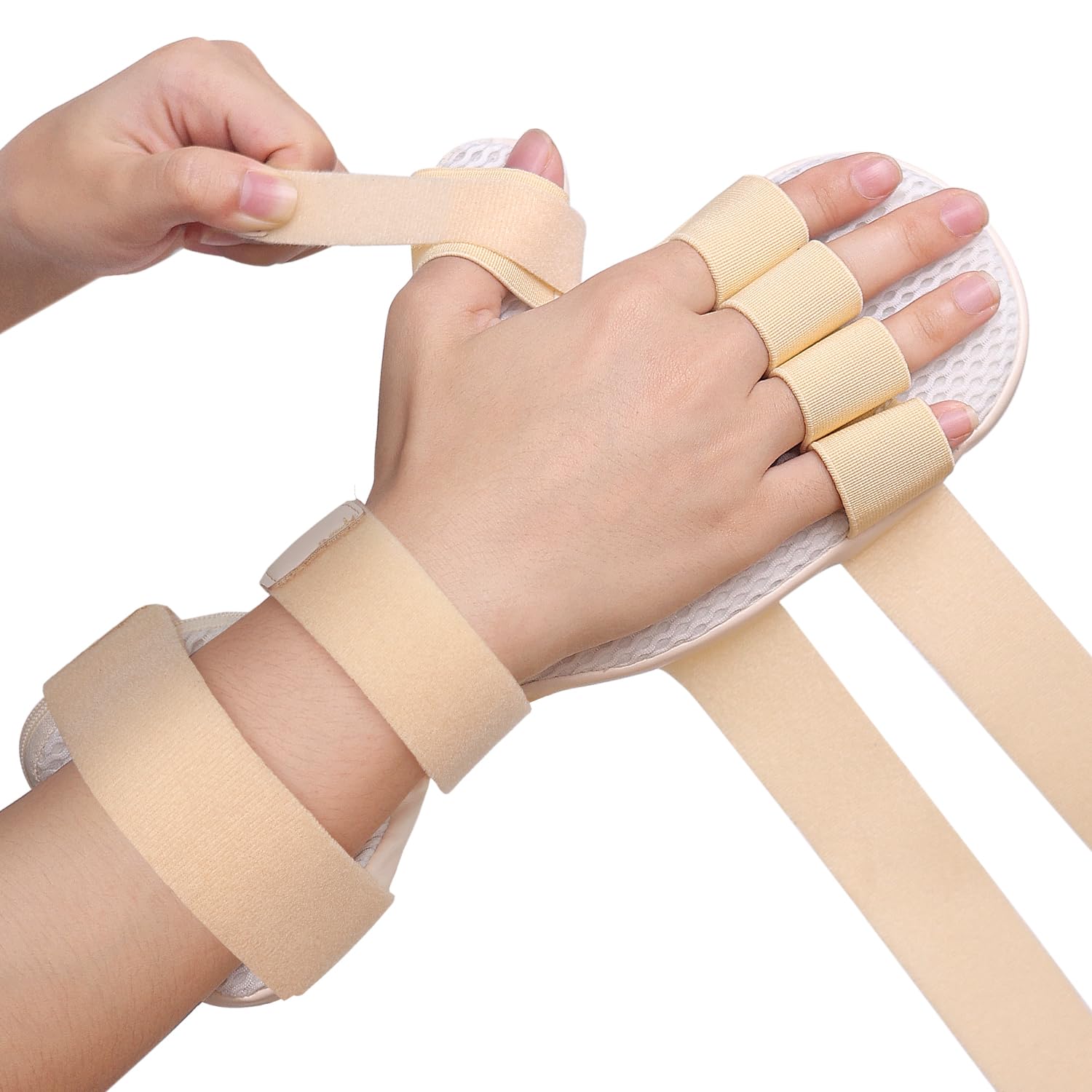 Photo 1 of Stroke Hand Brace Splint for Straightening Fingers with 5 Fingers Resting Support,Prevent Fingers Curling, Dupuytren's Contractures, Hand Spasms, Fit Right & Left, Men & Women - M