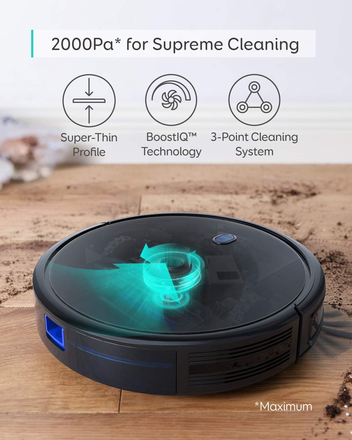 eufy by Anker, BoostIQ RoboVac 11S MAX, Robot Vacuum Cleaner, Super-Thin, 2000Pa Super-Strong Suction, Quiet, Self-Charging Robotic Vacuum Cleaner, Cleans Hard Floors to Medium-Pile Carpets, Black -