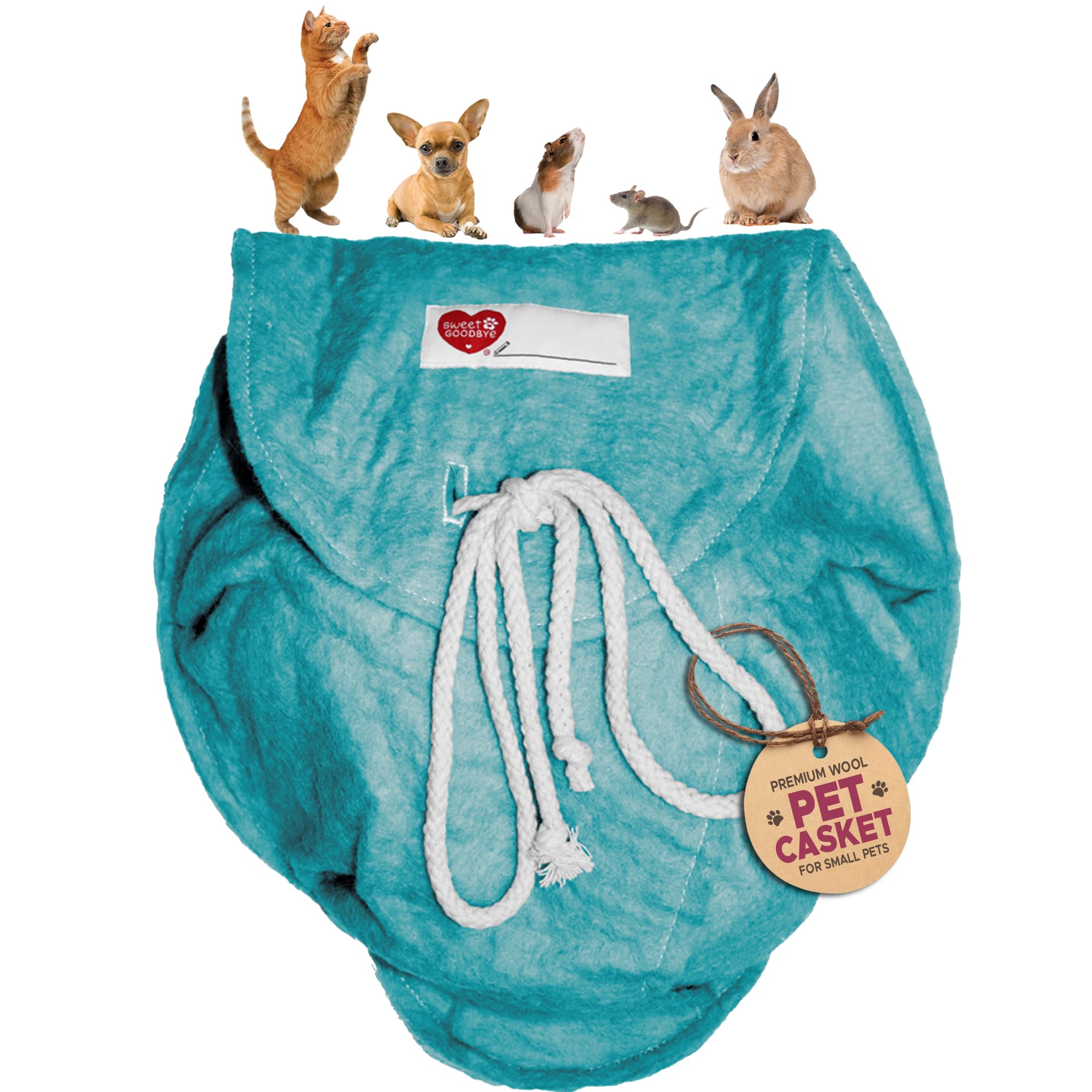 Sweet Goodbye Cloud® Eco-Friendly Pet Burial & Cremation Ceremony Kit - Casket for Smaller Pets: Rabbits, Hamsters, Gerbils, Birds, Fish, Reptiles, Small Cats (Choose Size & Color)(Large, Teal Green) — image 1