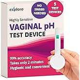 Exploro Vaginal Health pH Test Devices Feminine pH Test, Monitor Vaginal Intimate Health & Prevent Infection, Accurate Acidity & Alkalinity Balanced Vaginal Test, BV Test, Vaginal Yeast Test Pack of 5