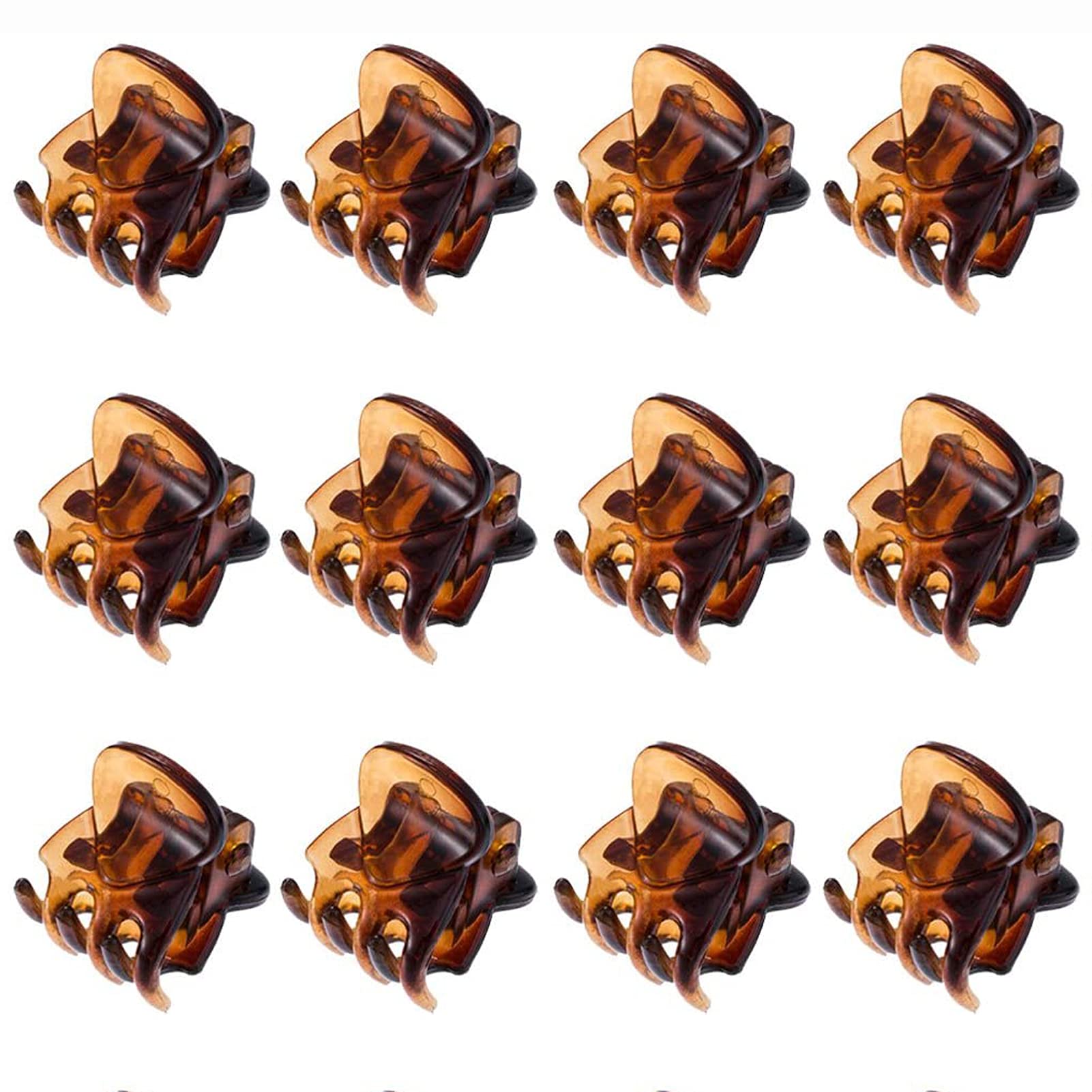 Lansonee 12 Pcs Mini Hair Clips Set, Plastic Hair Accessories Clips, Hair Claws, Pins, Clamps for Girls, Women, Kids, Hair Styling Tools (Brown)