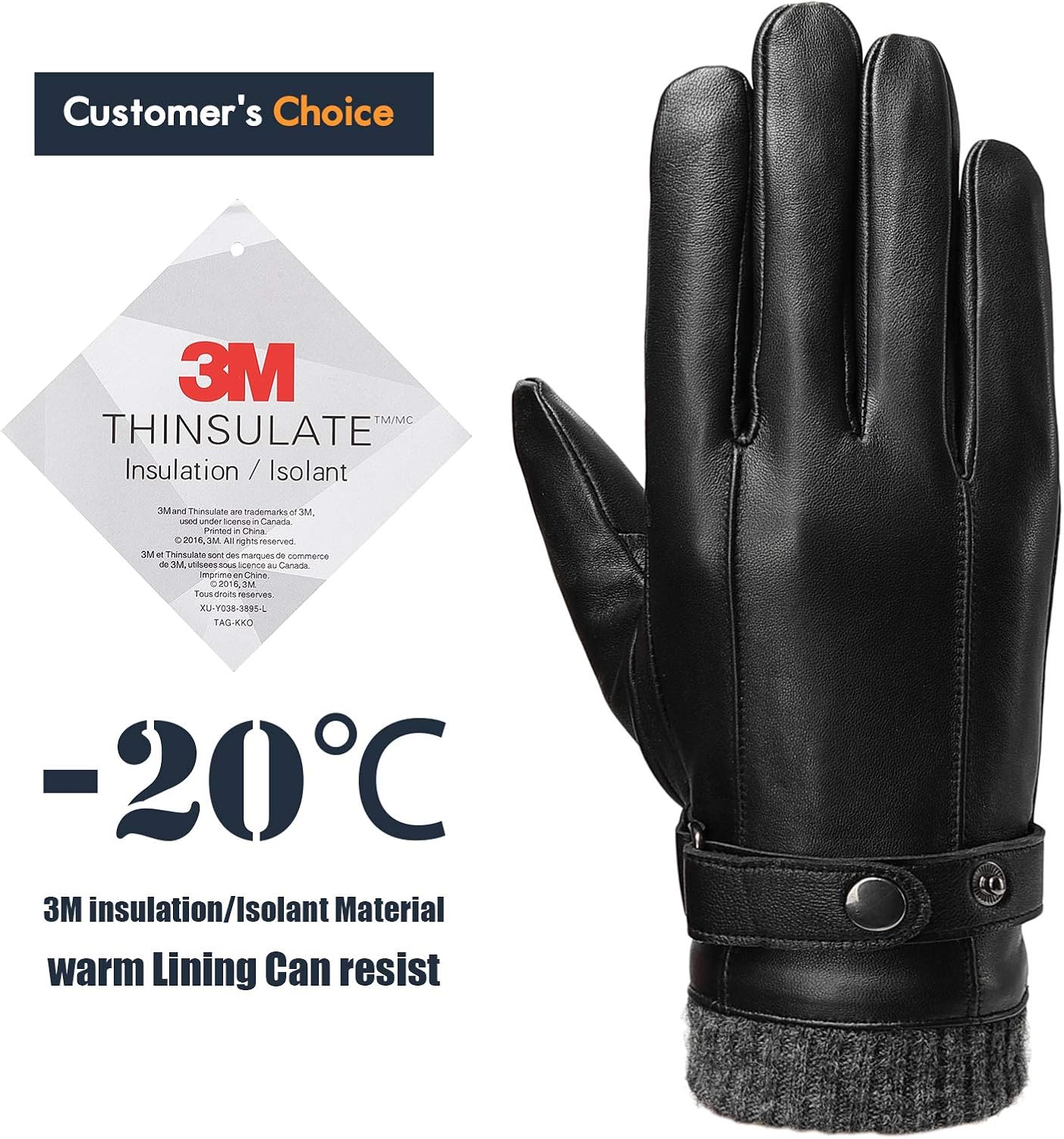 Leather Gloves for Men, with 3M Thinsulate Full-Hand Touchscreen Texting Driving Cold Weather Mittens at  Men’s Clothing store