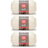 Red Heart Soft Yarn for Crocheting and Knitting, Off White, 3-Pack | #4 Medium Worsted Weight 100% Acrylic Soft Yarn for Hats, Throws, Accessories, and Garments, 256 yards, 142g/5oz