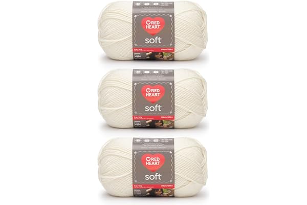 Red Heart Soft Off White Yarn - 3 Pack of 141g/5oz - Acrylic - 4 Medium (Worsted) - 256 Yards - Knitting/Crochet