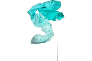 Winged Sirenny 1 Piece 98" Hand Painted Flowy Silk Ribbon Streamer with Rods, Church Liturgical Praise, Worship Adoration Dance Ribbon Banner