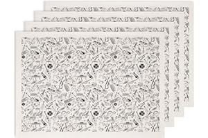 SUPERDANT 4 Sheets Ceramic Underglaze Transfer 20.47x14.57 Inch Waterslide Pottery Decal Black Guitar Piano Pattern Cuttable 