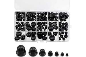 Antrader Acorn Cap Nuts Assortment Kit, 190Pcs 7-Sizes Hexagon Head Dome Cap Nuts, M3/M4/M5/M6/M8/M10/M12 Carbon Steel Screw 