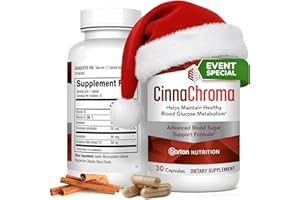 BARTON NUTRITION CinnaChroma Capsules - Cinnamon Supplements with 10:1 Extract, Chromium, Vanadium, Selenium, Vitamin D3 & K2 - Natural Sugar Blocker - 30 Capsules, 1 Month Supply