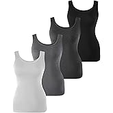 BAMBOO COOL Women's Ultra Soft Lingerie Camisole Basic Tank Breathable Undershirt 4 Pack