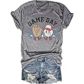 Women's Baseball Game Day T-Shirt Casual Short Sleeve Family Sports Mother's Day Mom Graphic Tees Tops