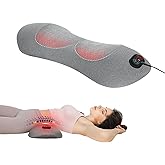 MUSE RELAX 3 in 1 Lumbar Support Pillow, Electric Lower Back Massager for Pain Relief Deep Tissue, Back Stretcher with Heat, Vibration, Airbag Traction for Bed Office Chair - Wired Power