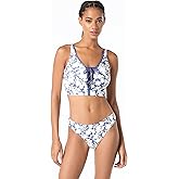 Michael Kors Swimwear Women's Monotone Floral Lace Up Crop Top, White, X-Small