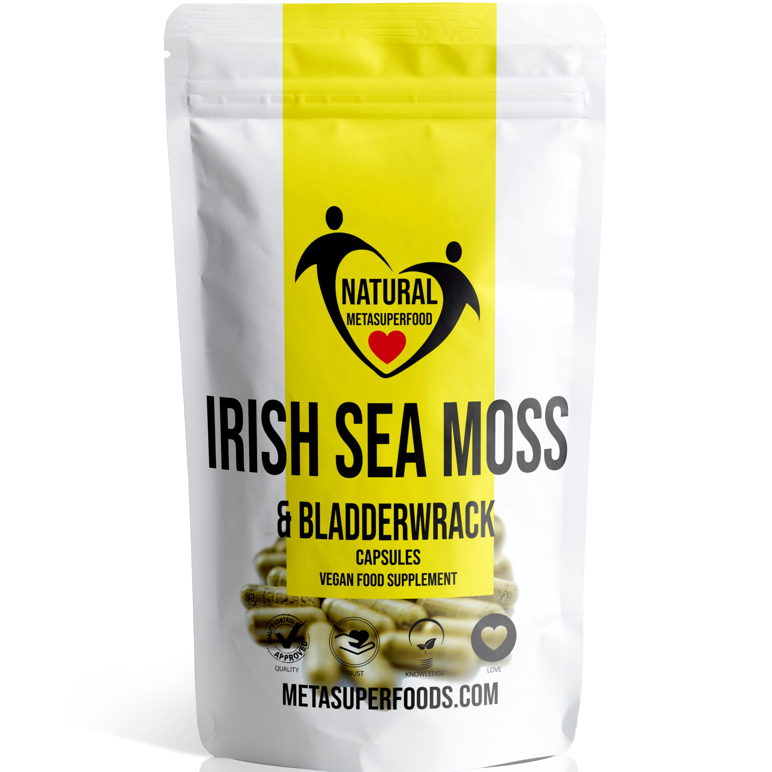Sea Moss and Bladderwrack 120 Capsules (3600mg) | Vegan | Wild Harvested Sea Moss | Non GMO | Dr Sebi Irish Sea Moss