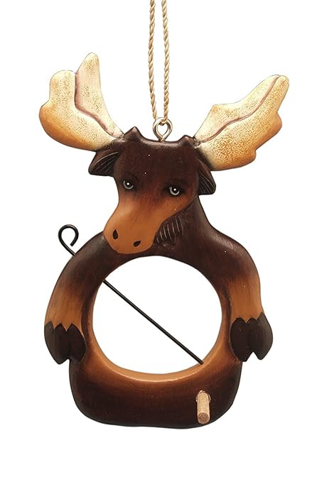 Songbird Essentials Hand Carved Albesia Wood Whimsical Moose Fruit