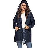 Avoogue Womens Rain Jacket Long Navy Blue Windbreaker Female Raincoat Navy Blue Xl