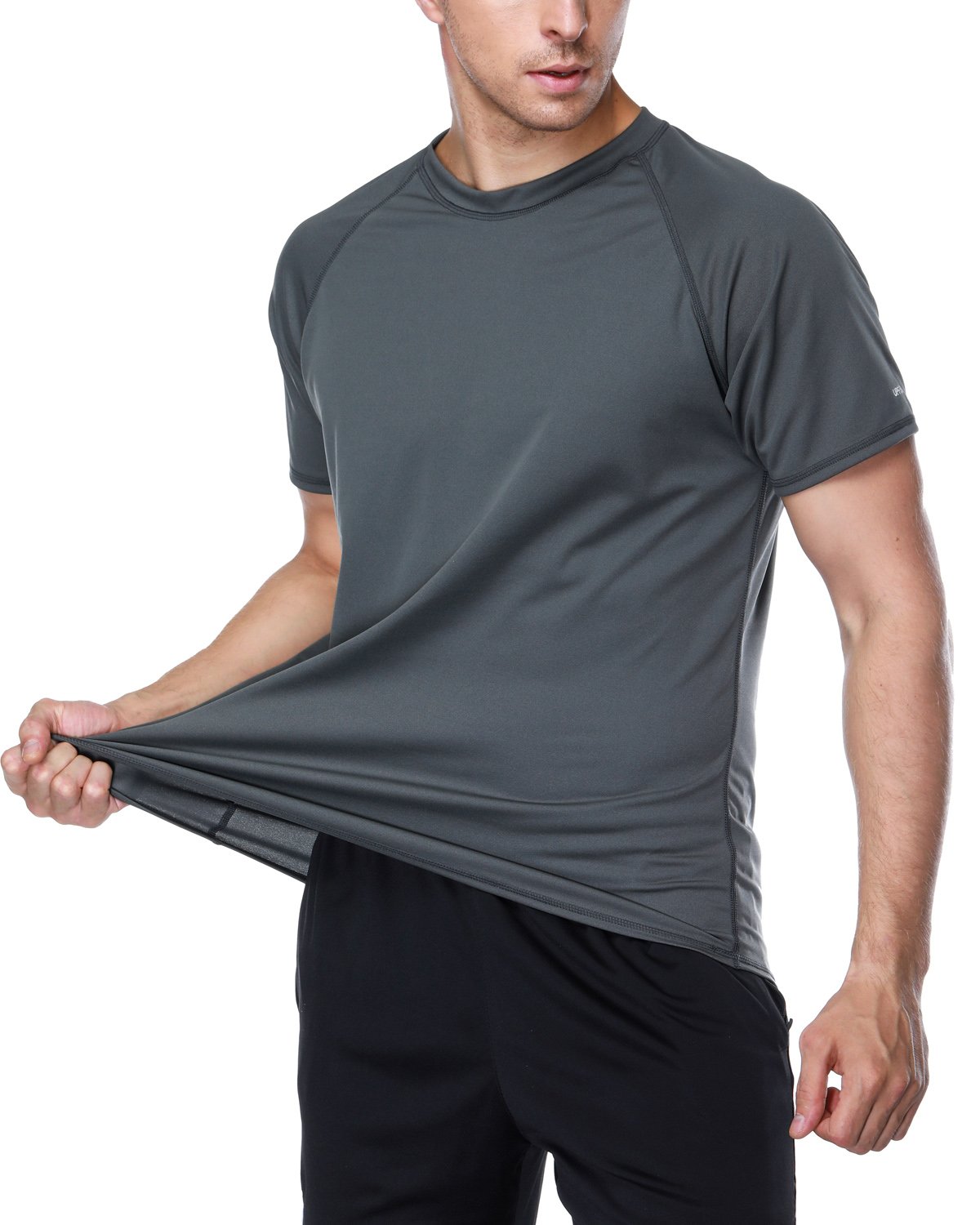 Sociala Mens Short Sleeve Rash Guard Loose Fit Swim Shirts UPF 50