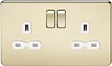 Knightsbridge 13A 2G Screw Less DP Polished Switched Socket view 2