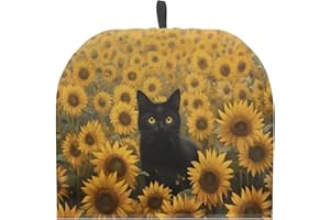 PJHEQOXE Sunflowers Cat Tea Cozy for Teapot Dome Teapot Cover Customized Teapot Covers Cozy for Teapot with Handle Dust Cover Can Hung and Folded Kitchen Kettle Dust Cover （Orange）
