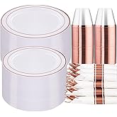 WELLIFE 350 Pieces Rose Gold Plastic Dinnerware, 50 Guests Disposable Plates with Rose Gold silverware and Cups, 50 Pre Rolled Napkins with Cutlery, Perfect for Wedding and Party