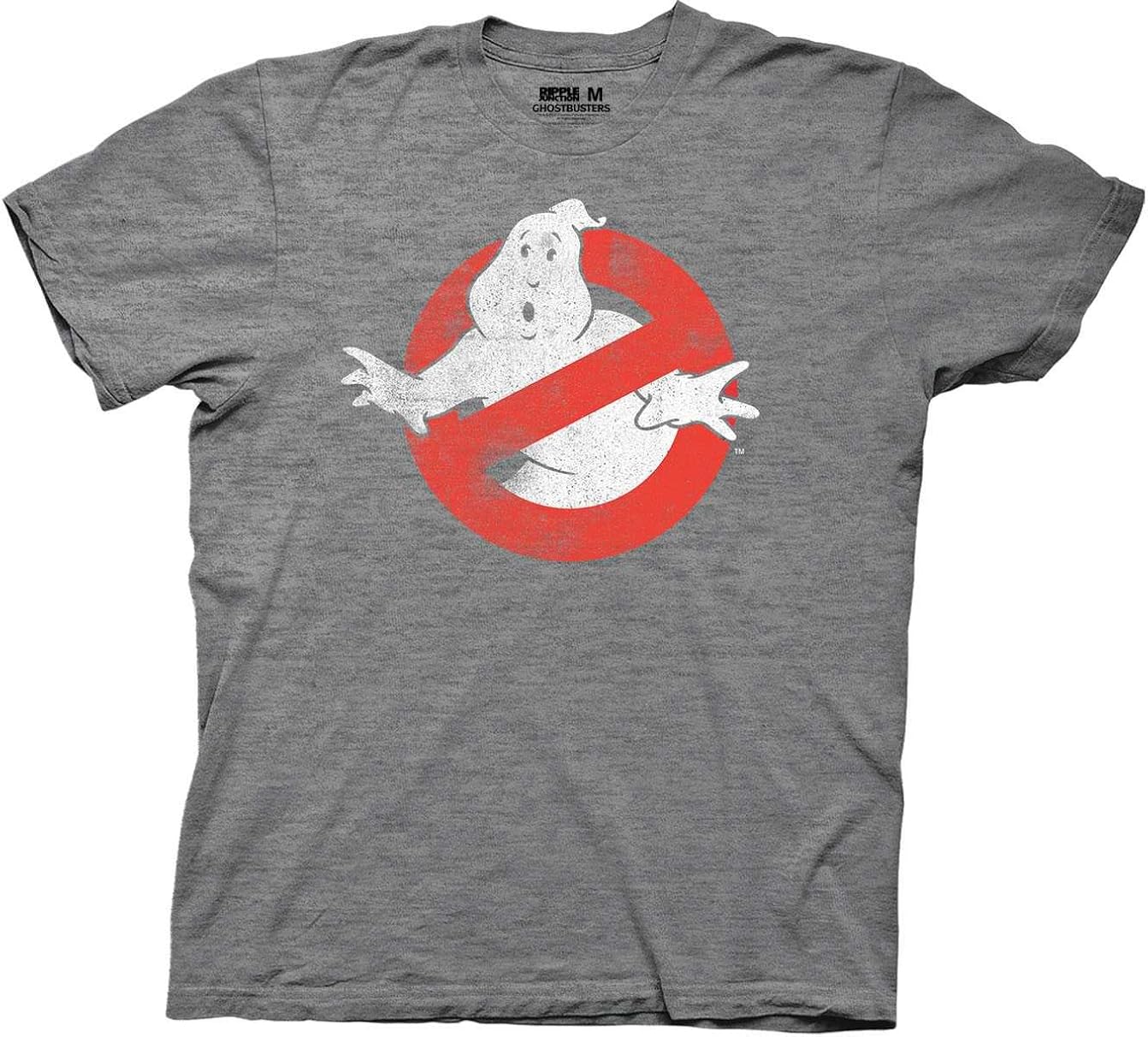 Ripple Junction Ghostbusters Distressed No Ghost No Type Adult T-Shirt: Clothing