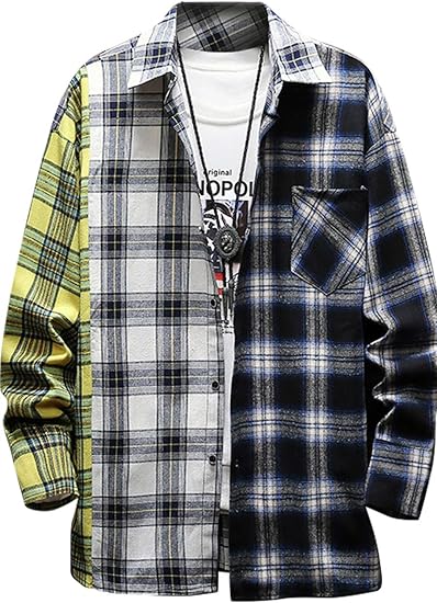 Amazon Co Jp ラクサス メンズ シャツ チェック コットン ボーダー ネルシャツ 長袖 切り替え 服 ファッション小物