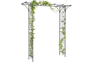 Outsunny 7ft Metal Garden Arch Outdoor Walkway Arbor for Decorative Climbing Plants Patio Lawn Backyard Party Ceremony Decora