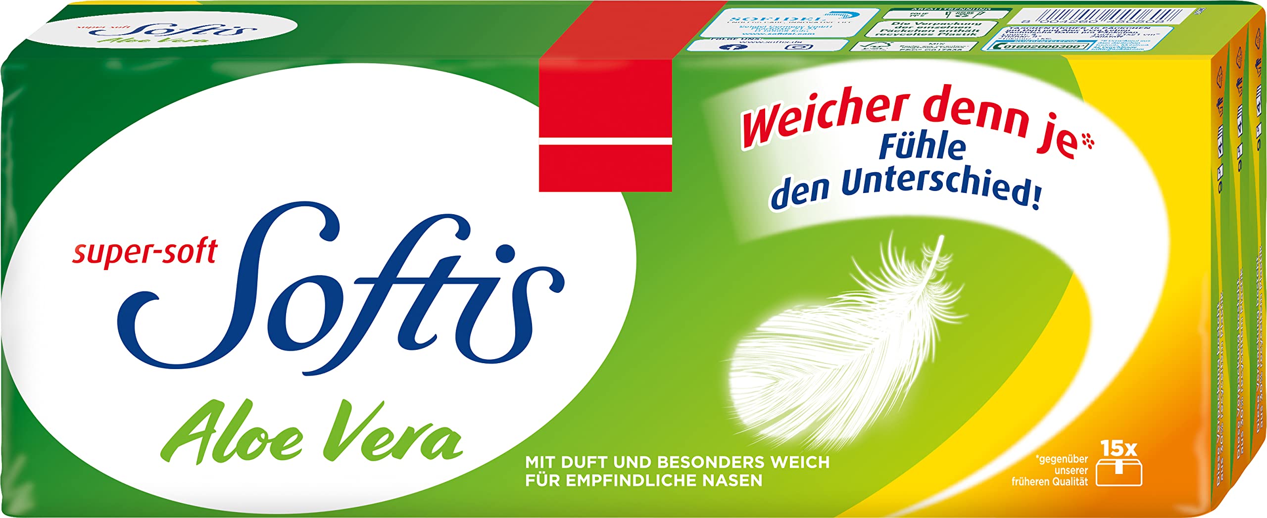 Regina Softis 4-ply Aloe Vera handkerchiefs, 15 x 9 Pieces