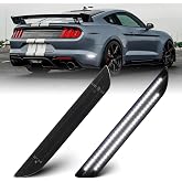 White Rear LED Side Marker Lights Compatible with 2015-2023 Ford Mustang | S550 GT Bumper Turn Signal Reflector Lamps Assembly, Fender Indicator Accessories, Smoked Black PC Lens, Plug and Play, 2PCS