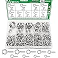 Aienxn 195PCS Silver Screw Eyes Assortment Kit- 0.75", 0.78", 0.90", 1", 1.1", 1.18", 1.39", 1.57", 1.75" Nickel Plated Eyele
