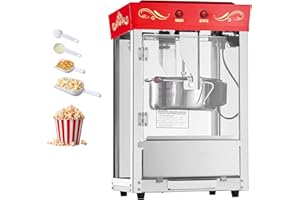 Uargd 8oz Stainless Steel Kettle Popcorn Maker, 800W Countertop Machine, Produces 48 Cups per Batch, Theater-Style Design wit