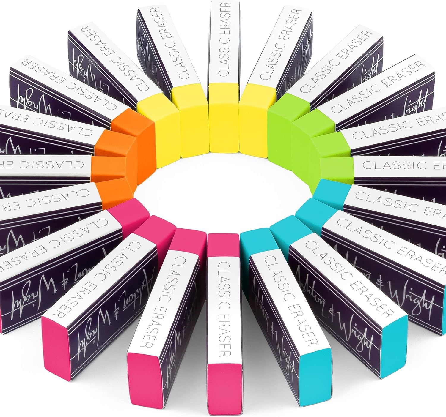 Ashton and Wright - Classic Eraser - Latex Free Plastic Rubber - Pack of 20 Tropical Neon