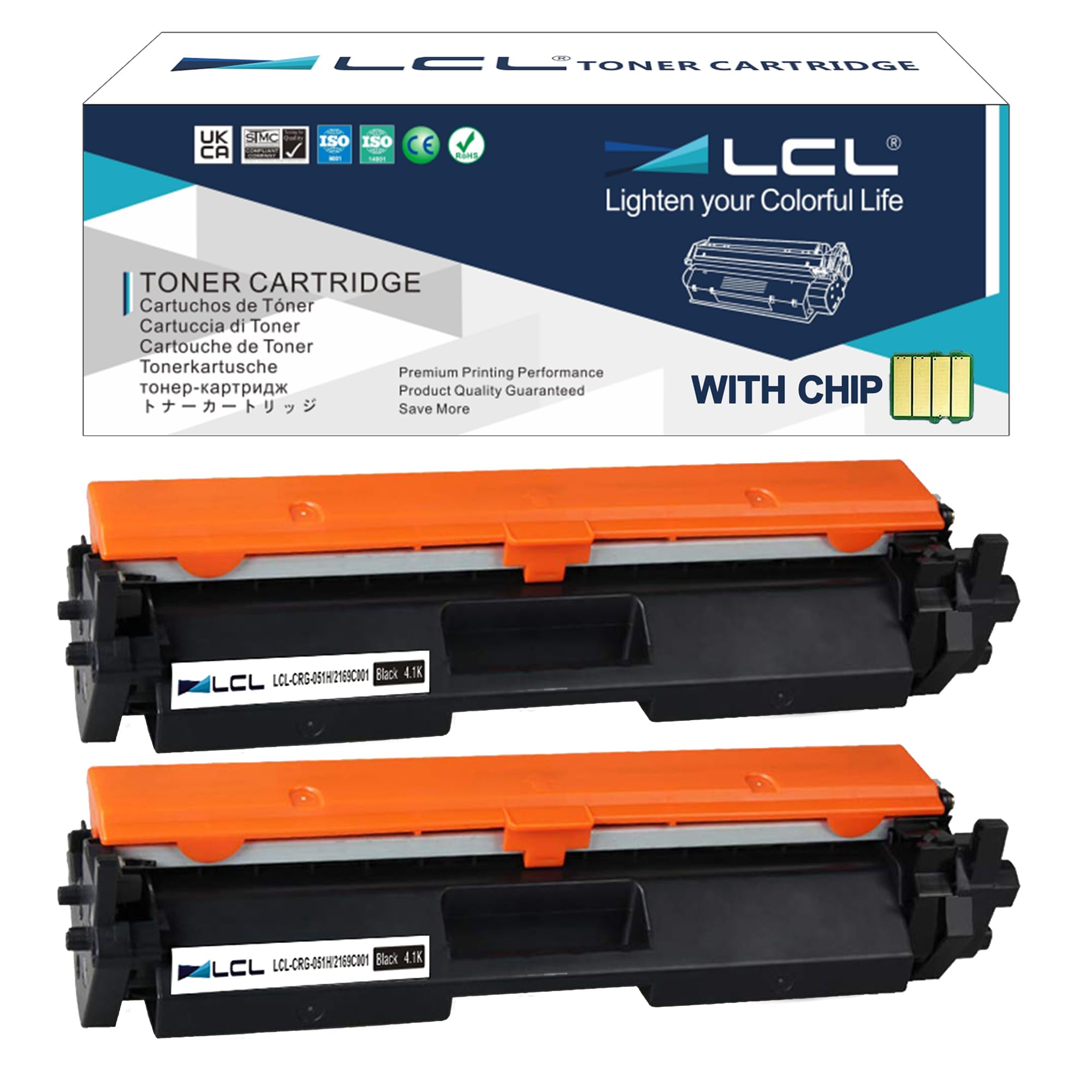 LCL Compatible Toner Cartridge 051H CRG051H CRG-051H 2169C002 4100pages (2 Black) Replacement for Canon ImageCLASS LBP162dw MF267dw MF269dw LBP160 Series MF260 Series