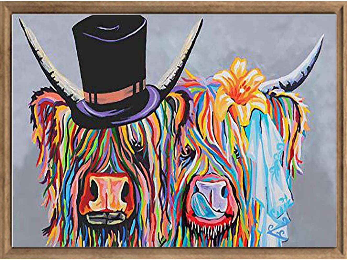 Bimkole DIY 5D Diamond Painting Kit Hat Cow by Number Kits Paint with Diamonds Arts DIY for Home Decor 16x20 inch(m4-1152) - Image 5