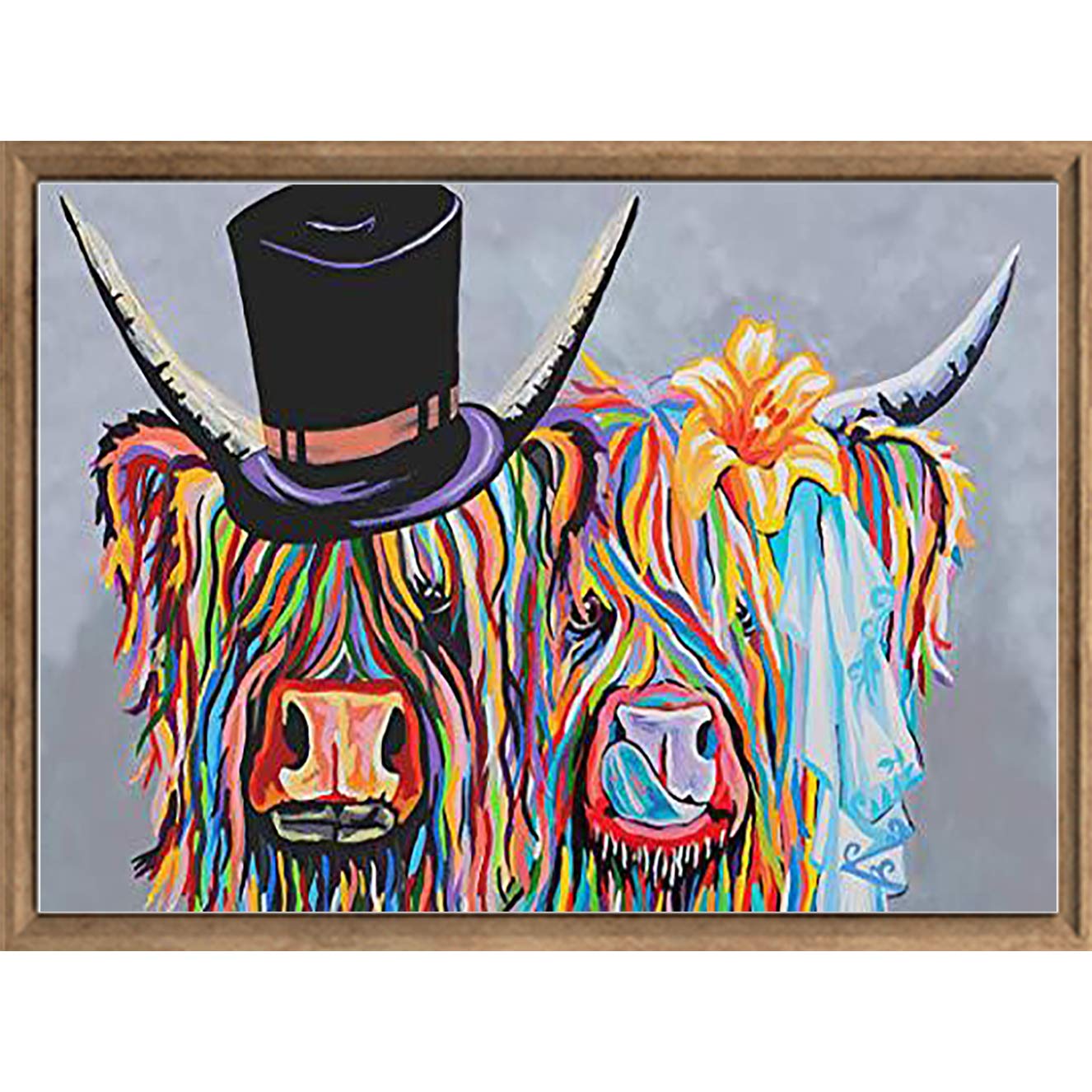Bimkole DIY 5D Diamond Painting Kit Hat Cow by Number Kits Paint with Diamonds Arts DIY for Home Decor, 16x20 inch(m4-1152)
