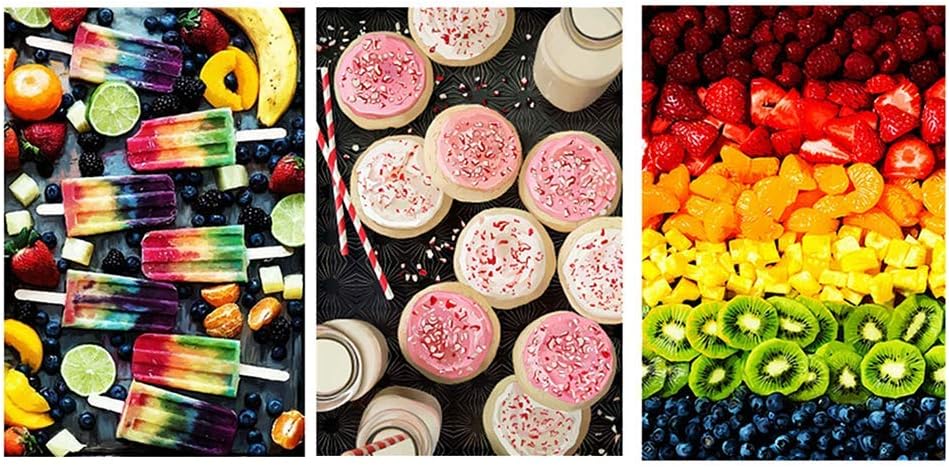 Jentouzz Jigsaw Puzzles Set of 3, 1000 Piece Puzzles for Adults Children Colorful Food Series 3Pcs Puzzle Game Educational Toys