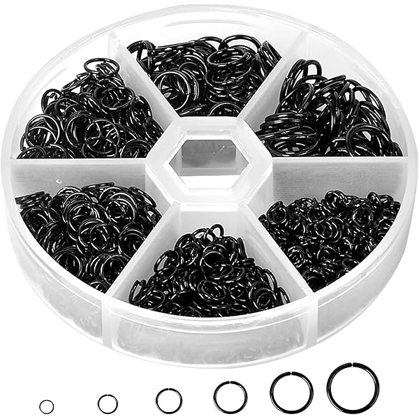Lot de 100 porte-clés plats, 5 tailles - Anneaux ronds fendus en métal noir et argenté - Pour loisirs créatifs, maison, voiture, Noir, argenté, Régulier