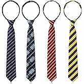 Geyoga 4 Pcs Ties for Boys Kids 15 Inch Plaid Pre-tied Adjustable Neckties Boys Tie for Graduation School Uniforms Wedding Cosplay Christmas Party Gifts 6-12 Years
