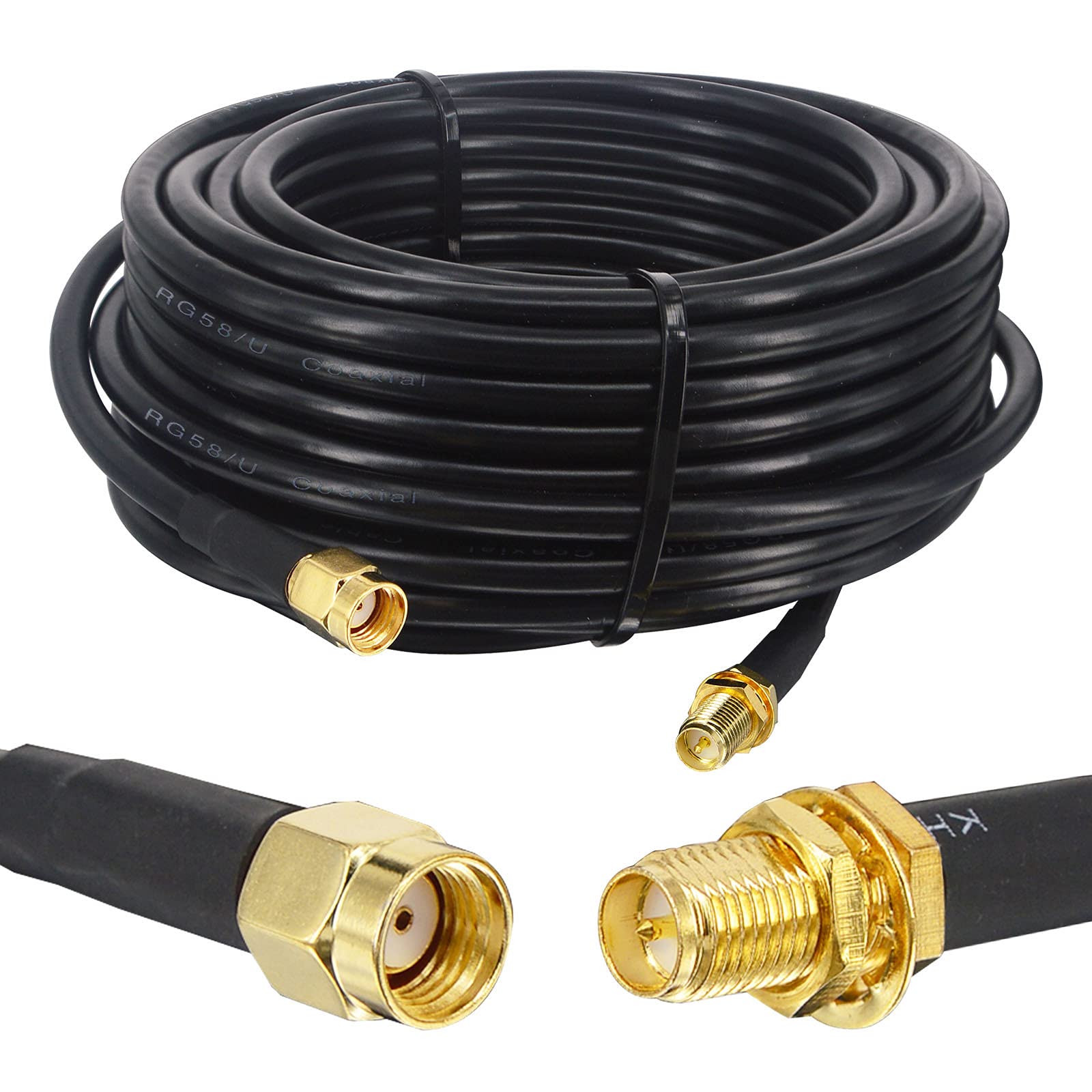 Boobrie Upgraded RP-SMA Extension Cable 10M RG58 SuperFlex RG58 RP-SMA Male to RP-SMA Female Coaxial Cable Low Loss RP SMA WiFi Antenna Cable for Wireless Mini PCI Express PCIE Network Card WiFi