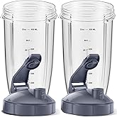 2-pack Replacement Parts Upgrade 32oz Cups with Flip-Top To-Go-Lid and Rubber Gaskets Compatible with NutriBullet 600w/900w B
