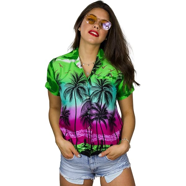 KING KAMEHA Funky Hawaiian Blouse-Shirt, Short-Sleeve, JK-Hibiscus...