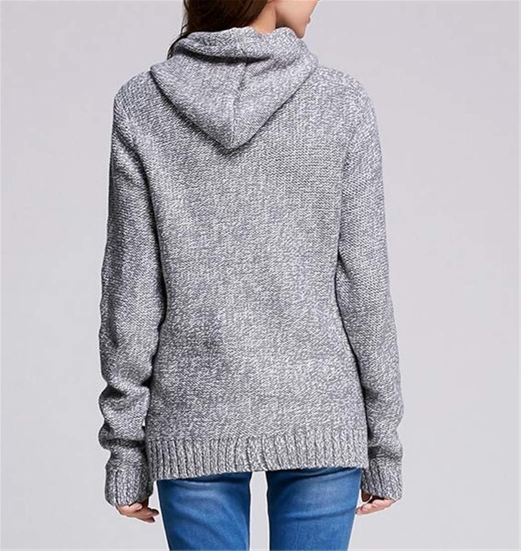 Cromoncent Women Sweater Loose Fit Pullover Knits Hooded Casual Sweatshirts