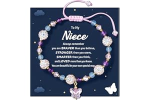 LAVEIR To My Daughter Granddaughter Niece Adjustable Crystal Butterfly Bracelet, Birthday Christmas Graduation Back to School Gifts for Girls